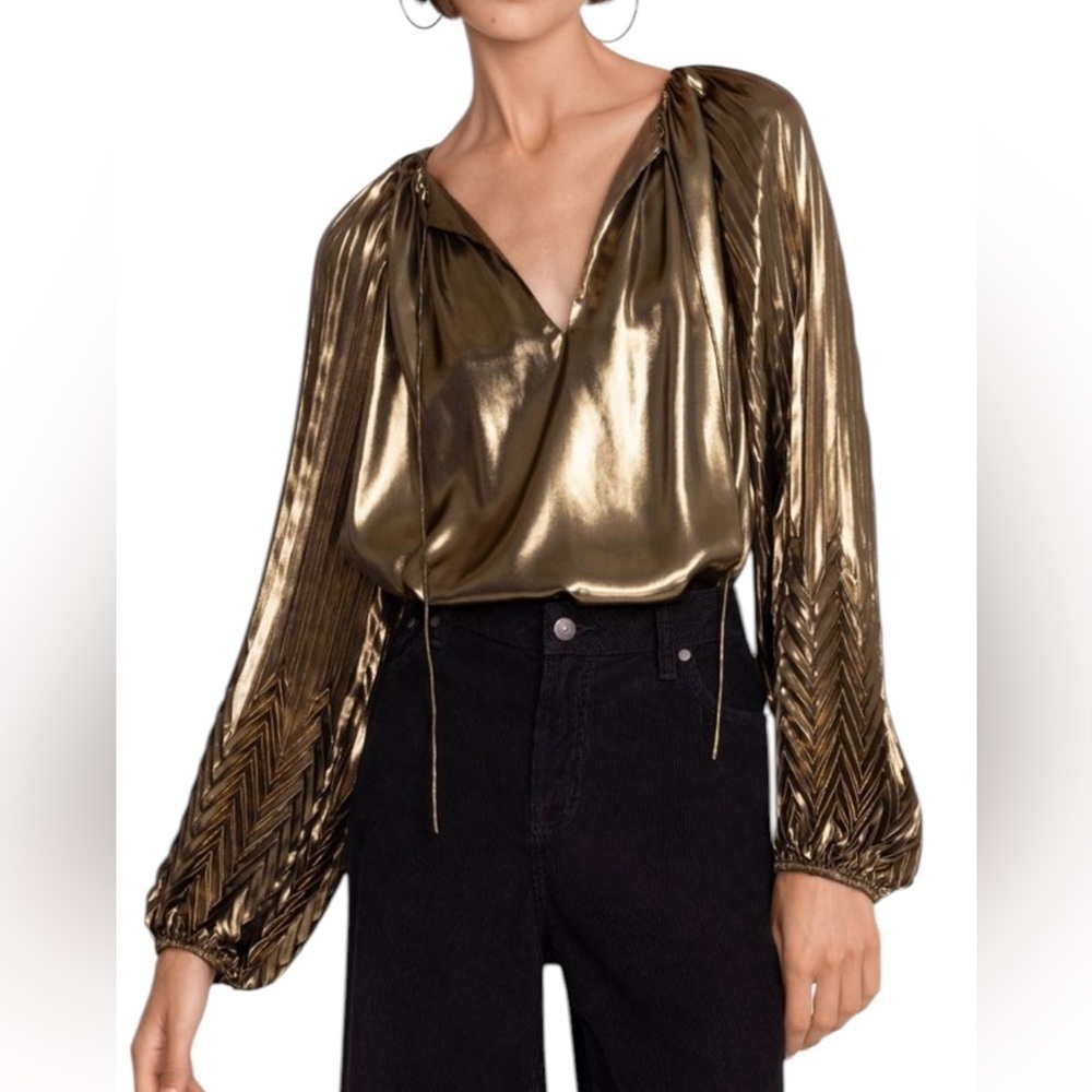 Johnny Was
JOHNNY WAS Pleated Blouse In Golden Gem Size Large.